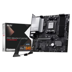 MSI PRO B840M-P WIFI6E motherboard, Micro ATX, AMD B840, 4 DDR5 slots, HDMI, Wi-Fi 6E, dual M.2 connectors