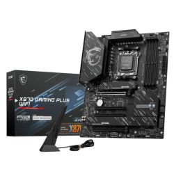 MSI X870 GAMING PLUS WIFI motherboard with AM5 socket, DDR5 slots, HDMI, USB4, and Wi-Fi 7 capabilities