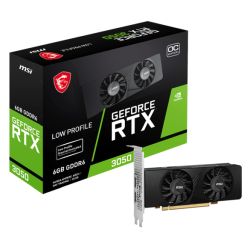 MSI RTX3050 graphics card with low profile design, 6GB DDR6 memory, 2 HDMI ports, and DisplayPort