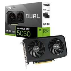 Asus RTX5050 DUAL OC graphics card with PCIe5, 8GB DDR6, HDMI, 3 DisplayPorts, compact design