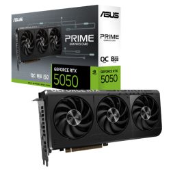 Asus PRIME RTX5050 OC graphics card with 8GB DDR6, HDMI, 3 DisplayPorts, and compact SFF design