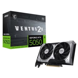 MSI RTX 5050 VENTUS 2X OC 8GB GDDR6 graphics card with dual fans, PCIe 5.0 and 2560 CUDA cores