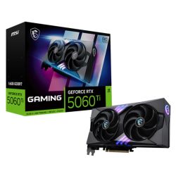 MSI RTX 5060 TI 16GB Gaming OC graphics card with RGB lighting, PCIe 5, HDMI, and three DisplayPort outputs