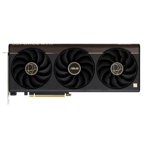 Asus PROART RTX5070 Ti OC graphics card with RGB lighting, 16GB DDR7, HDMI, 2 DisplayPorts, and USB-C.