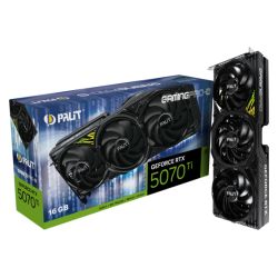 Palit RTX5070 Ti GamingPro-S graphics card, 16GB DDR7, HDMI, 3 DisplayPorts, RGB lighting, sleek design