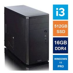 Spire MATX Tower PC, Fractal Core 1100 Case, i3-12100, 16GB DDR4, 512GB SSD, Corsair 550W, No Optical, KB & Mouse, Windows 11 Pro