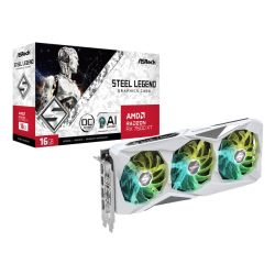 Asrock RX7600 XT Steel Legend 16GB OC, PCIe4, 16GB DDR6, HDMI, 3 DP, 2810MHz Clock, RGB Lighting, White, Overclocked