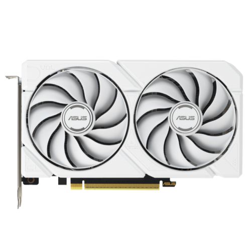 ASUS DUAL RX9060 XT White graphics card with 16GB DDR6, HDMI, 2 DisplayPorts, and compact SFF design