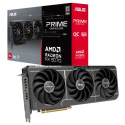 Asus PRIME RX9070 EVO OC graphics card, black, 16GB DDR6, HDMI, 3 DisplayPorts, 2610MHz, compact SFF-ready design