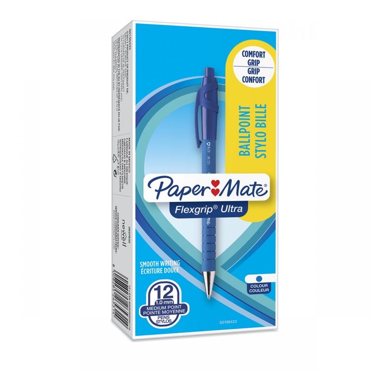 Paper Mate S0190433 Flexgrip Ultra Retractable Ball Pen 1mm Blue Ink Box of 12