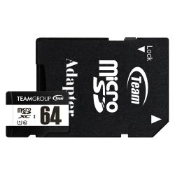 Team 64GB MicroSDXC UHS-I U1 C10 Card with SD Adapter, Class 10 UHS-I, Up to 100MB/s