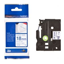 Brother TZEFA4 Blue on White 3M x 18mm Iron on Tape