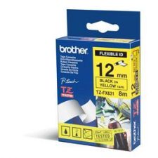 Brother TZEFX631 black on yellow 8M x 12mm flexi tape for labeling and organization