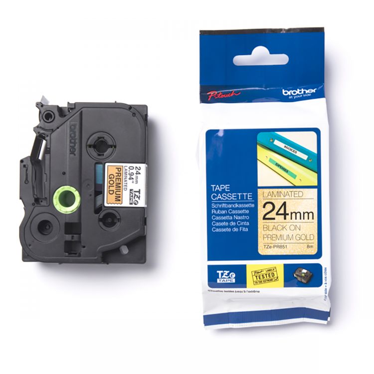 Brother TZE-PR851 Black on Gold 8M x 24mm Premium Tape