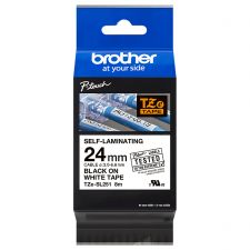 Brother TZESL251 24mm Black on White Self Laminating Tape