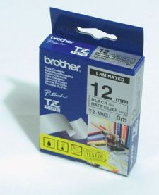 Brother TZE-M931 black on silver matt tape, 8M x 12mm, ideal for labeling and organizing