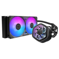 Cooler Master MasterLiquid 240 Atmos II ARGB liquid CPU cooler, 240mm, black, with dual chamber design and low profile pump
