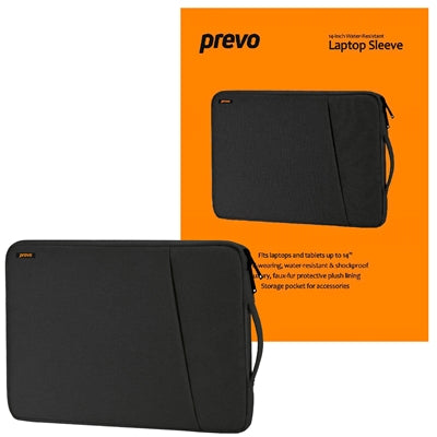 Prevo 14 Inch Laptop Sleeve - Water-Resistant Polyester, Black