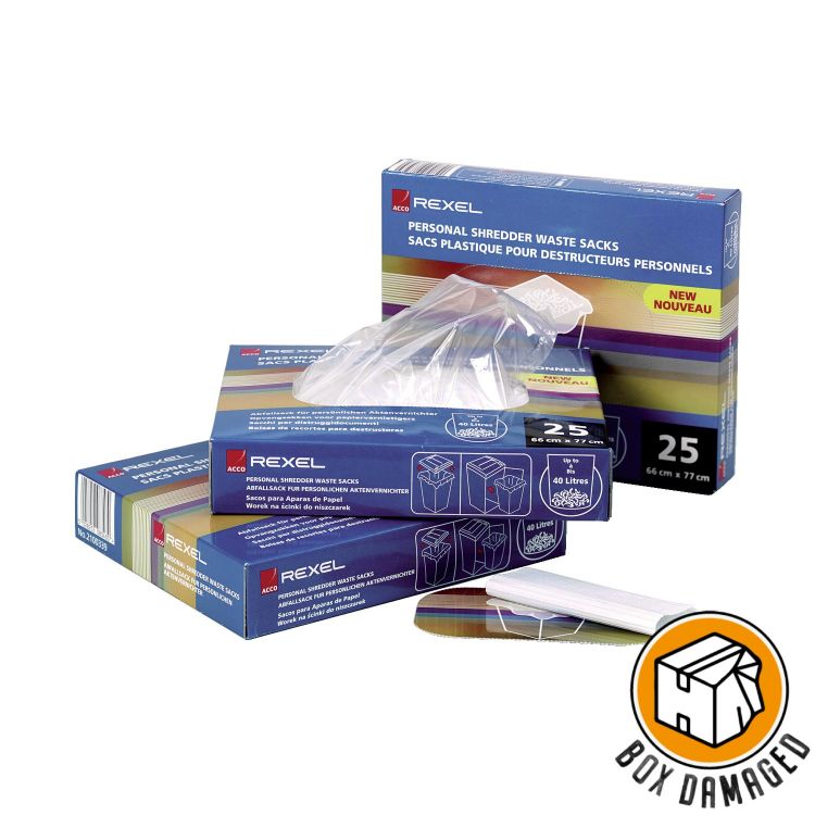 Rexel BOX DAMAGED - 40070 115 Litre Departmental Shredder Waste Sacks Pk of 100