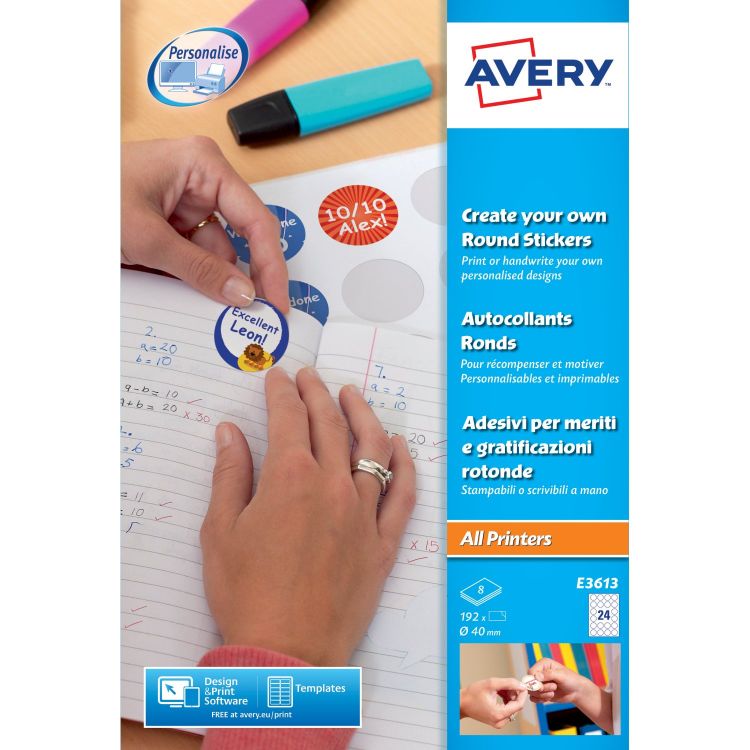 Avery E3613 40mm Round Reward Stickers