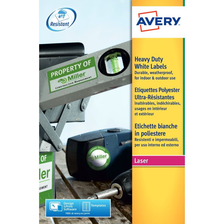 Avery L4776-20 Resistant Labels 20 sheets - 12 Labels per Sheet