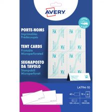 Avery L4794-10 120 x 45mm Tent Cards 10 Sheets - 4 Cards per Sheet