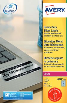 Avery L6012-20 Resistant Labels 20 sheets - 10 Labels per Sheet