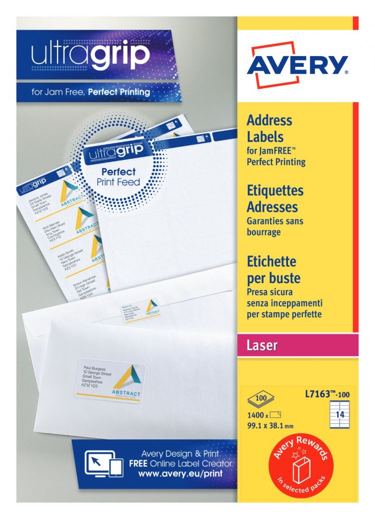 Avery L7163-100 Address Labels 100 sheets - 14 Labels per Sheet
