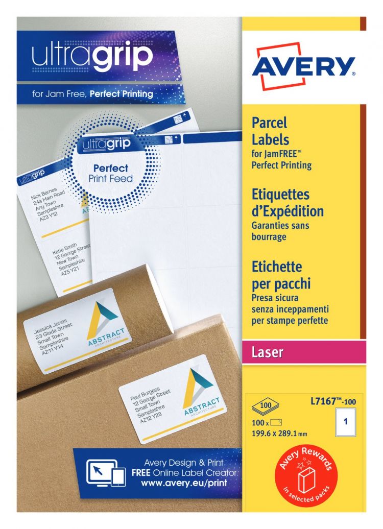 Avery L7167-100 Parcel Labels 100 sheets - 1 Label per Sheet