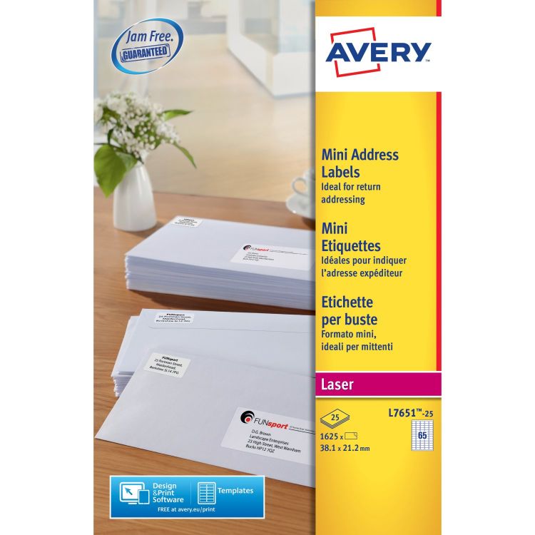 Avery L7651-25 Mini Address Labels 25 sheets - 65 Labels per Sheet
