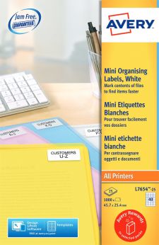 Avery L7654-25 Mini Multipurpose Labels 25 sheets - 40 Labels per Sheet