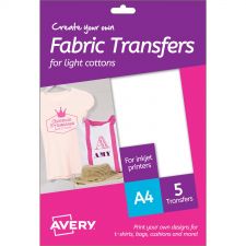 Avery MD1001 210 x 297mm White Fabric Transfers 5 Sheets