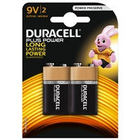 Duracell Plus Power 9V Alkaline Battery 550mAh - 2 Pack
