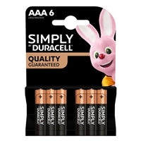 Duracell Simply AAA Alkaline Batteries 6 Pack 1000mAh