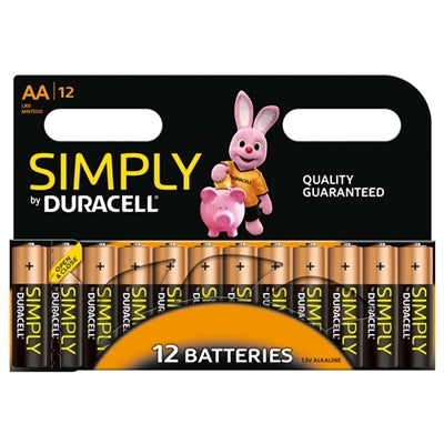 Duracell Simply AA Alkaline Batteries 12 Pack 1500mAh