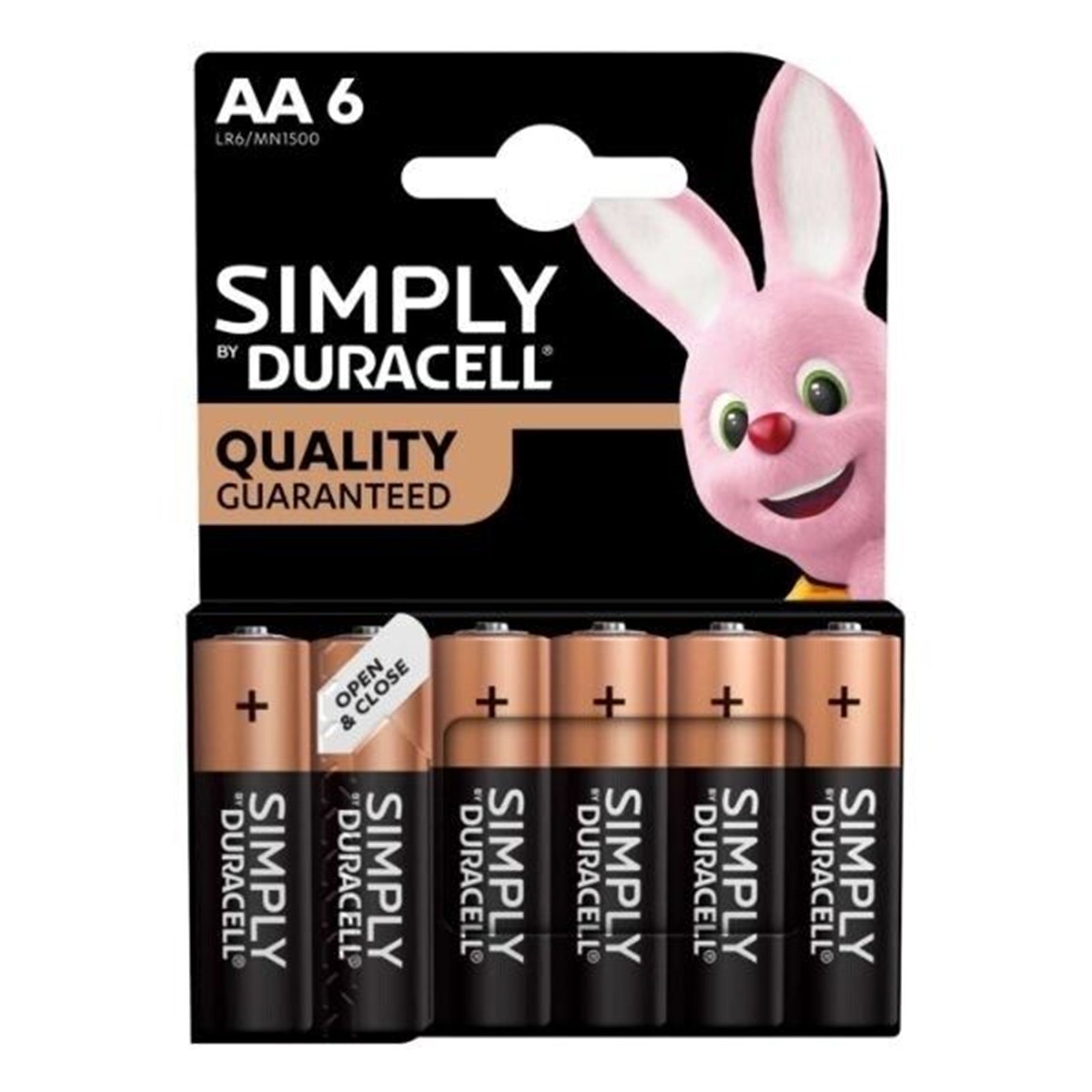 Duracell Simply AA Alkaline Batteries 6 Pack 1500mAh