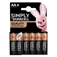 Duracell Simply AA Alkaline Batteries 6 Pack 1500mAh