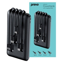 Prevo SP2010 10000mAh Power Bank - 4 Built-In Cables & LED Torch