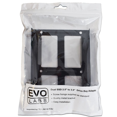 EVO Labs Dual Metal 2.5 to 3.5 Drive Bay Adapter - Black