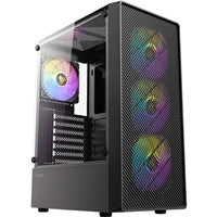Antec AX26 RGB Elite Mid-Tower Gaming Case - 4x120mm RGB Fans, Tempered Glass