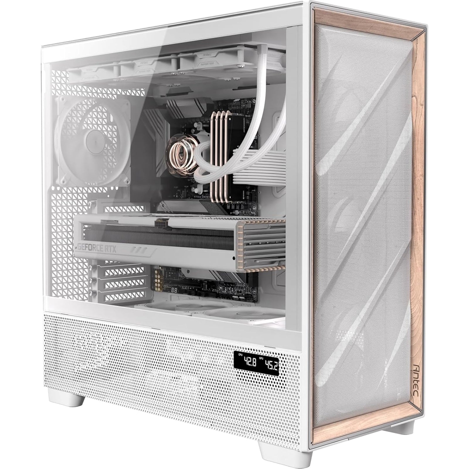 Antec Flux PRO Full Tower Case White/Walnut - 6 PWM Fans, USB-C