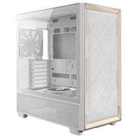 Antec FLUX Mid Tower Case - White Walnut Wood, 5 PWM Fans, USB-C