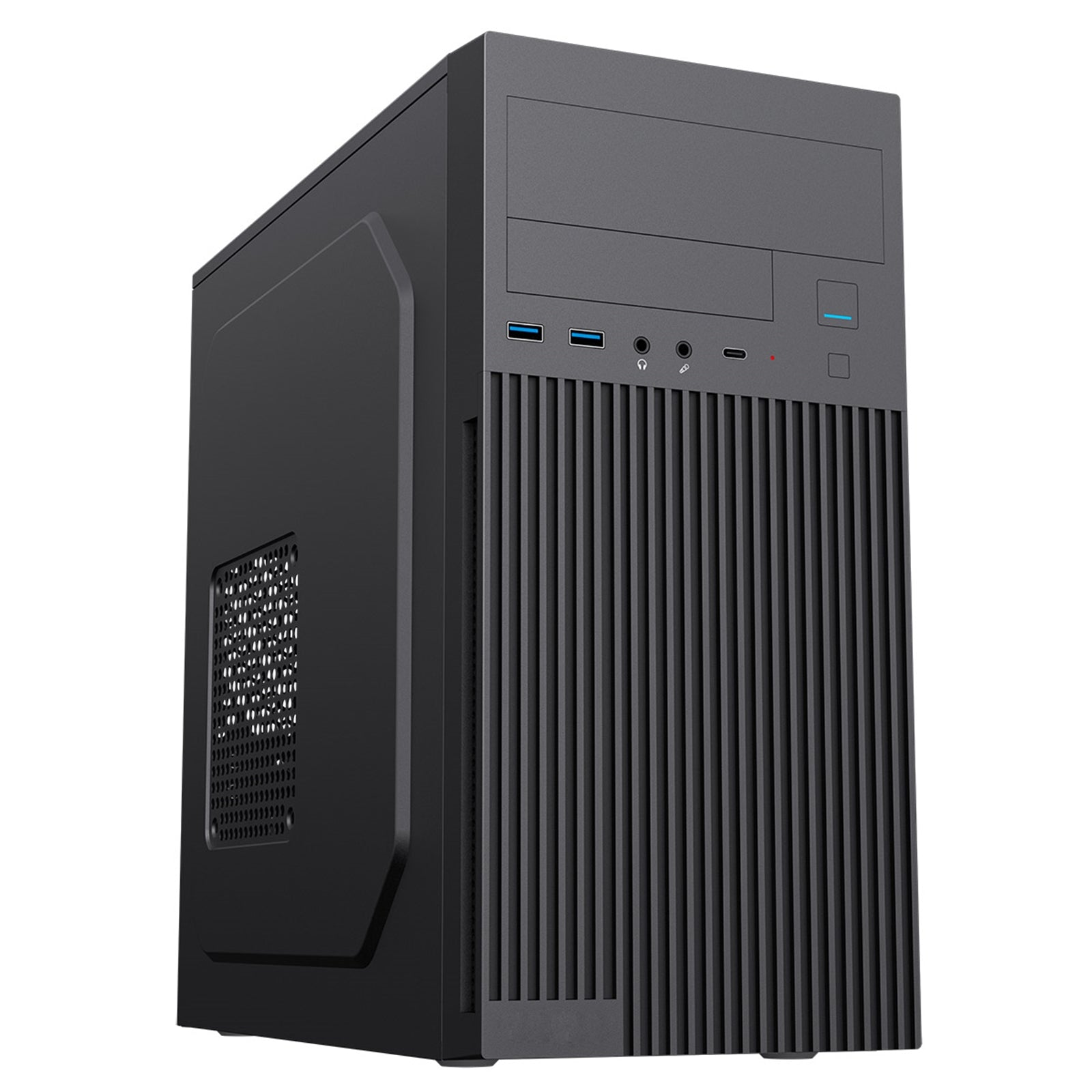 CiT Mentor Micro-ATX Office Case - Black Steel USB-C 80mm Fan