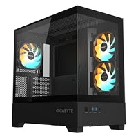 GIGABYTE C201 Panoramic Tempered Glass RGB Mid Tower Case - Black