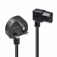 Lindy 1m UK Plug to Right Angle IEC C13 Power Cable - 5A Fused