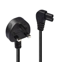 Lindy 0.5m Right Angle IEC C7 Power Cable - UK Plug Black 3A