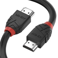 Black HDMI 2.0 cable with Ethernet, 5m length, 4096x2160@60Hz, LINDY branding on connectors