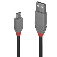 LINDY 36732 1m USB 2.0 Type A to Micro-B cable in black and red with durable connectors.