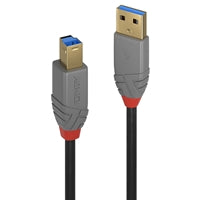 LINDY 36742 2m USB 3.2 Type A to Type B cable in black and grey with red accents