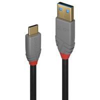 Black 1.5m USB-A to USB-C 3.2 cable, 5 Amp PD 3.0, 10 Gbps speed by LINDY